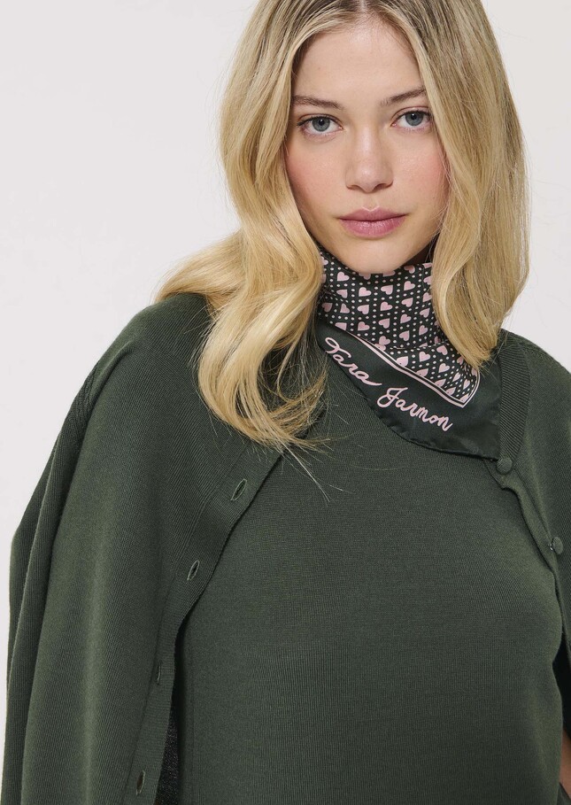 Effy stole English green silk Vert anglais TARA JARMON CH