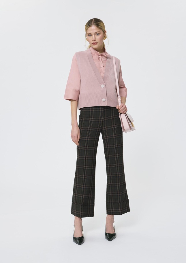 Gilles vest pale pink wool and alpaca Blush TARA JARMON CH