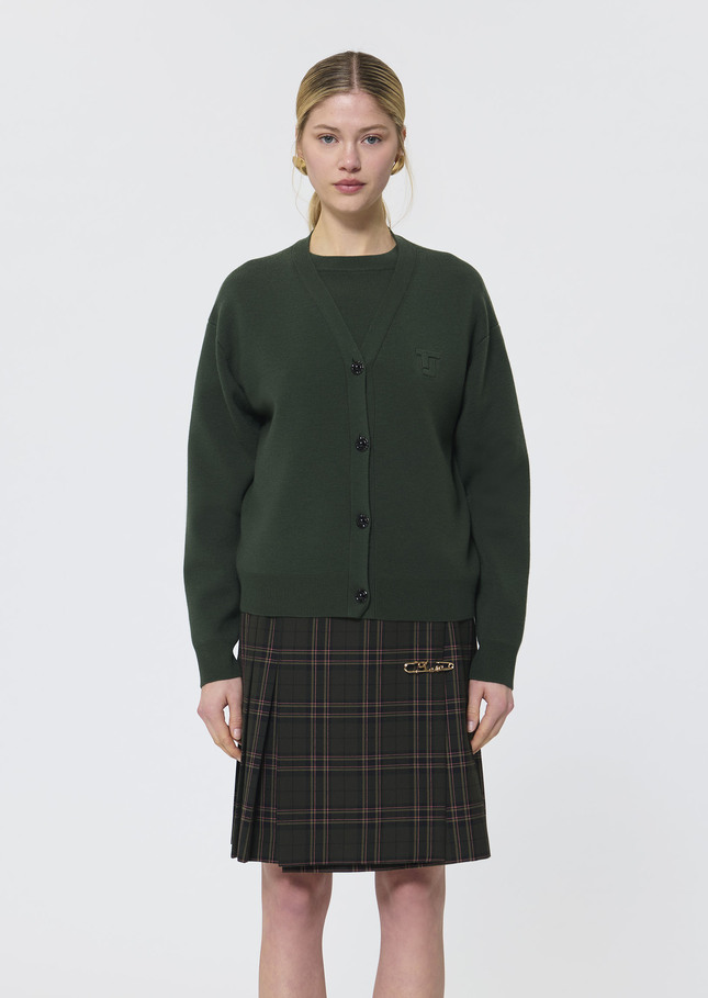 Gibus Vest green in compact merino wool Green TARA JARMON CH