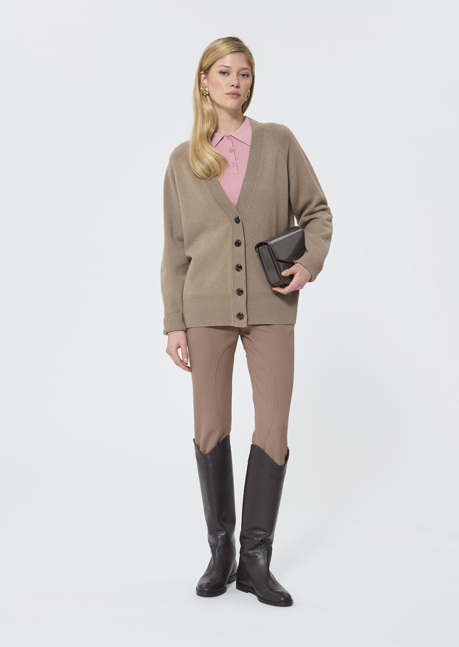Grace Vest beige in merino and alpaca wool Taupe color TARA JARMON CH