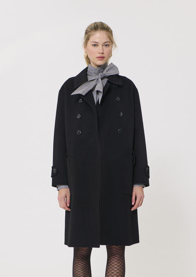Maeline coat black double-sided wool Black TARA JARMON CH