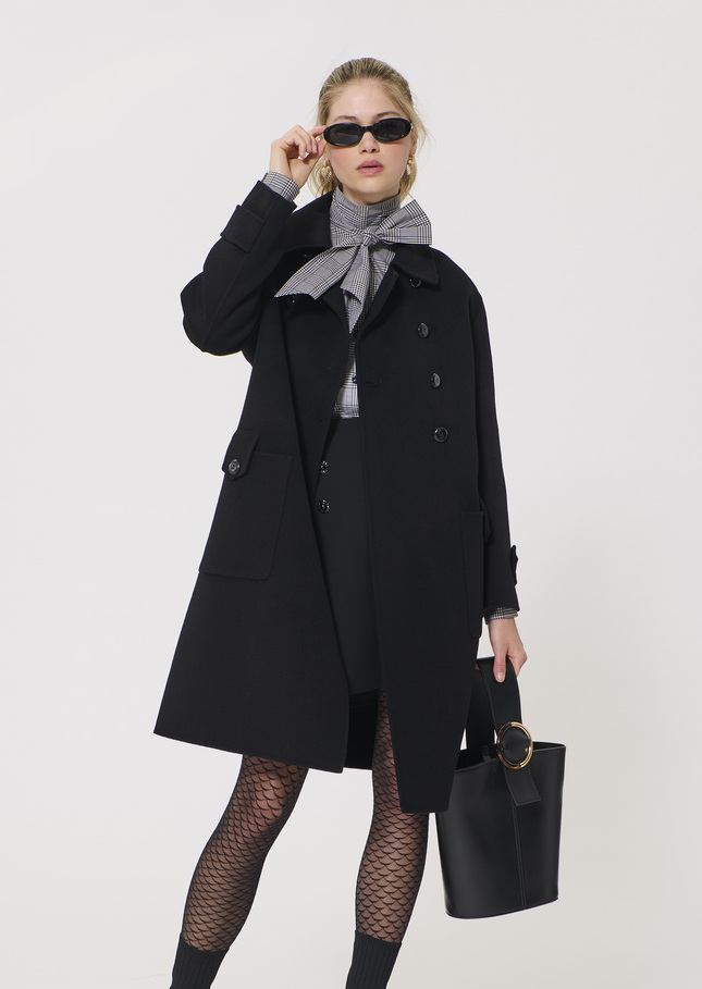 Maeline coat black double-sided wool Black TARA JARMON CH