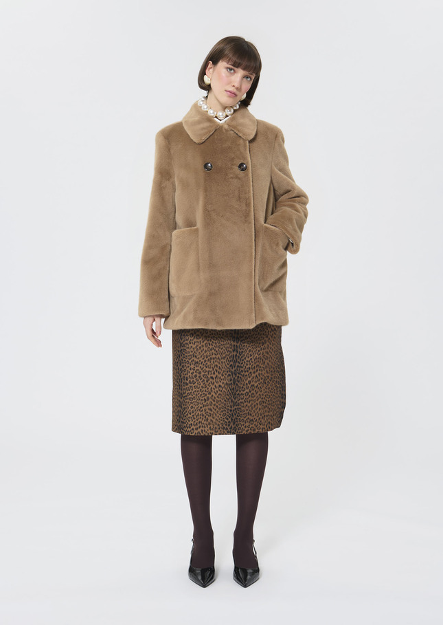 Melba Coat beige faux fur Taupe color TARA JARMON CH