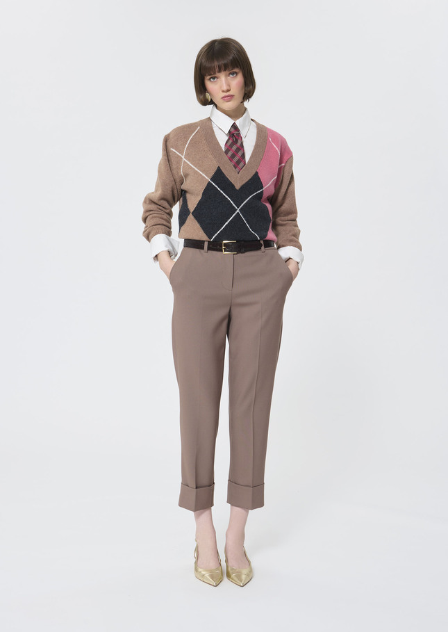 Philippa trousers beige in cold wool Taupe color TARA JARMON CH