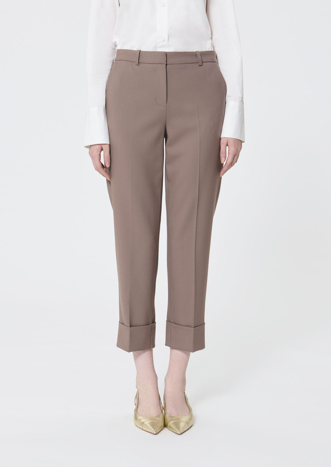 Philippa trousers beige in cold wool Taupe color TARA JARMON CH