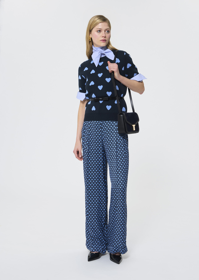 Polla sweater midnight blue jacquard hearts Night TARA JARMON CH
