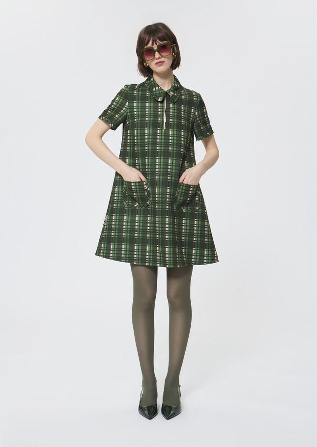 Rubina Dress green plaid double canvas Cactus TARA JARMON CH