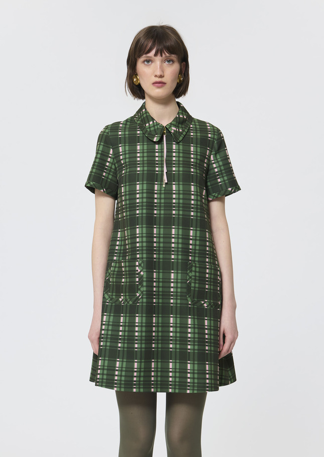 Rubina Dress green plaid double canvas Cactus TARA JARMON CH