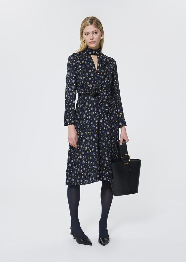 Rufus Dress midnight blue floral print Night TARA JARMON CH