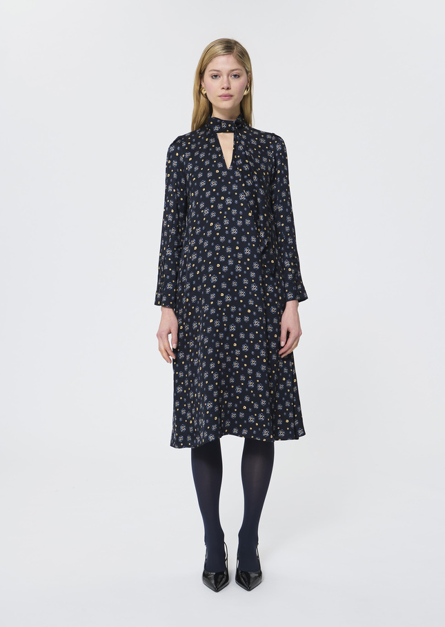 Rufus Dress midnight blue floral print Night TARA JARMON CH