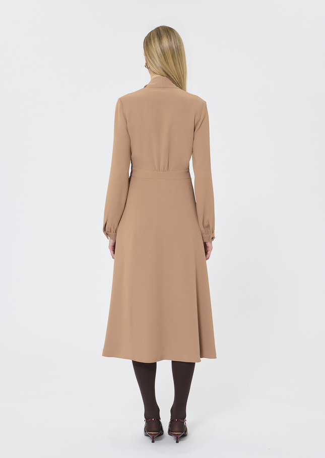 Rosalie Dress beige crepe Nut brown TARA JARMON CH