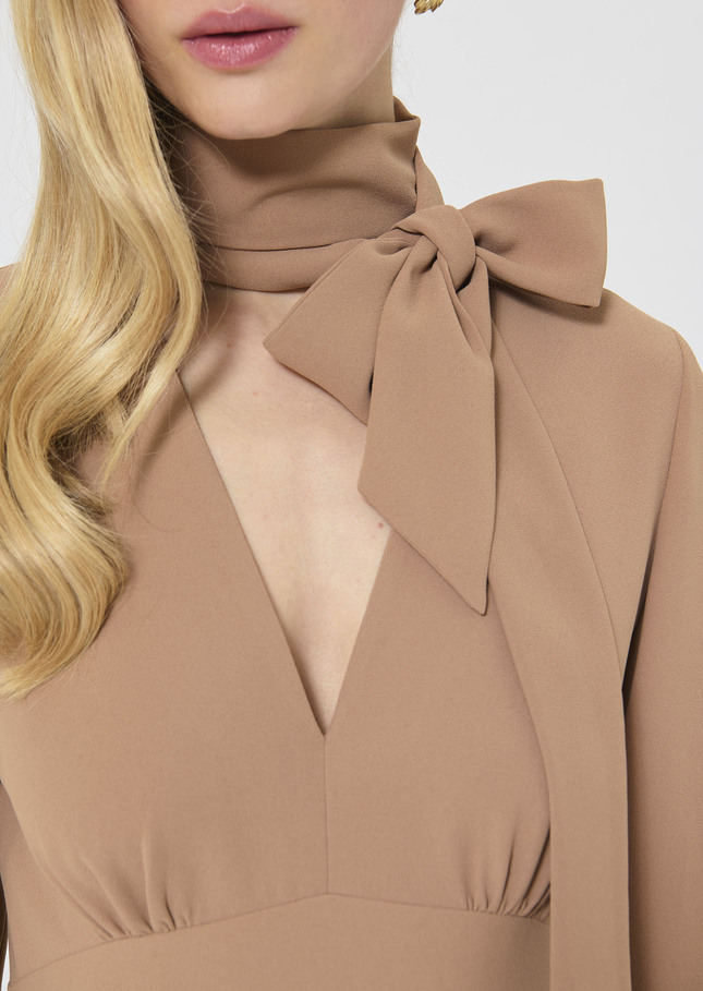Rosalie Dress beige crepe Nut brown TARA JARMON CH