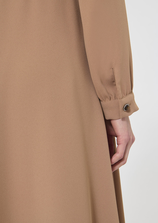 Rosalie Dress beige crepe Nut brown TARA JARMON CH