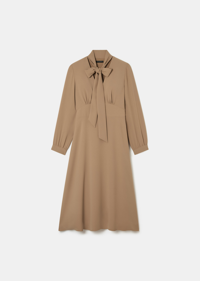 Rosalie Dress beige crepe Nut brown TARA JARMON CH