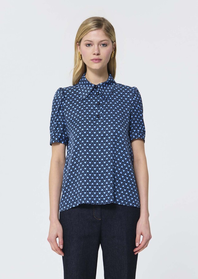Tonino top midnight blue with mini heart print Night TARA JARMON CH