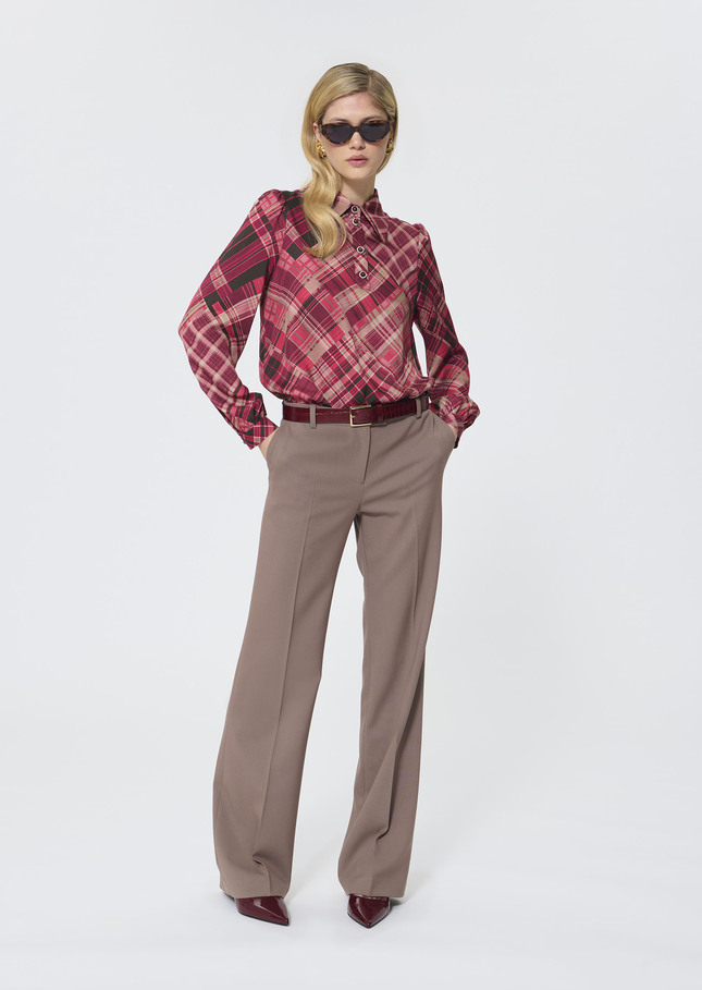 Tonio top pink plaid print Raspberry TARA JARMON CH