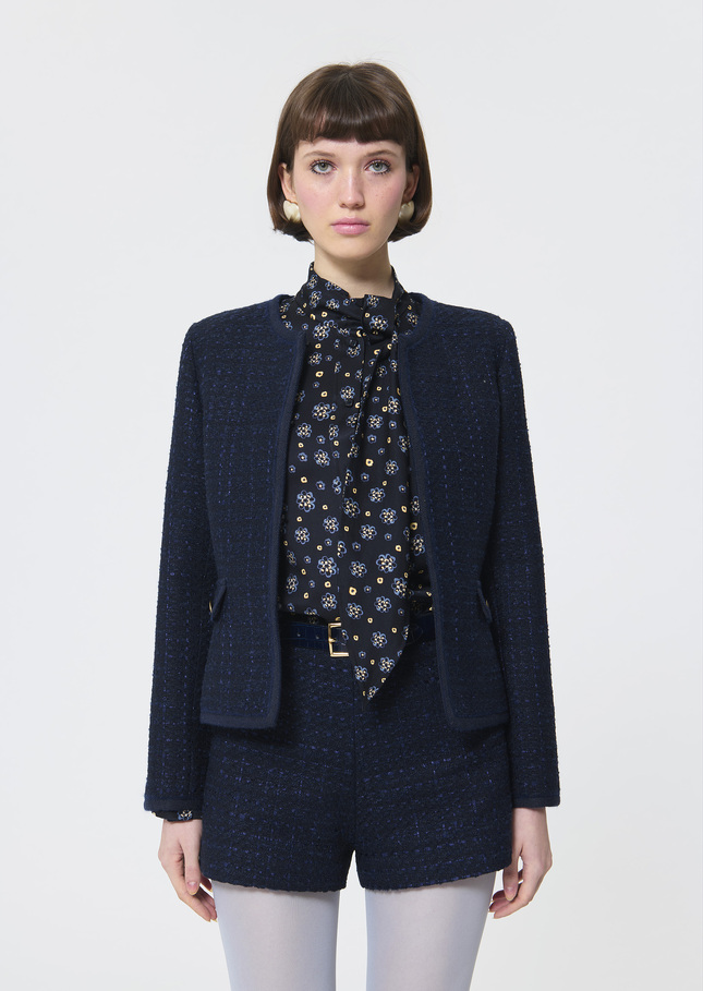 Velvet Jacket midnight blue iridescent tweed Night TARA JARMON CH