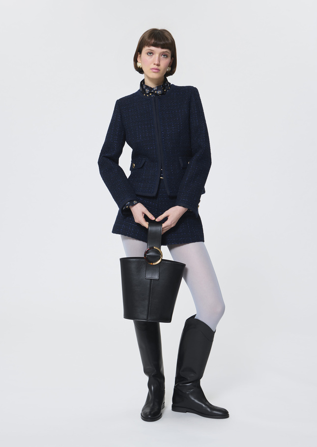 Velvet Jacket midnight blue iridescent tweed Night TARA JARMON CH