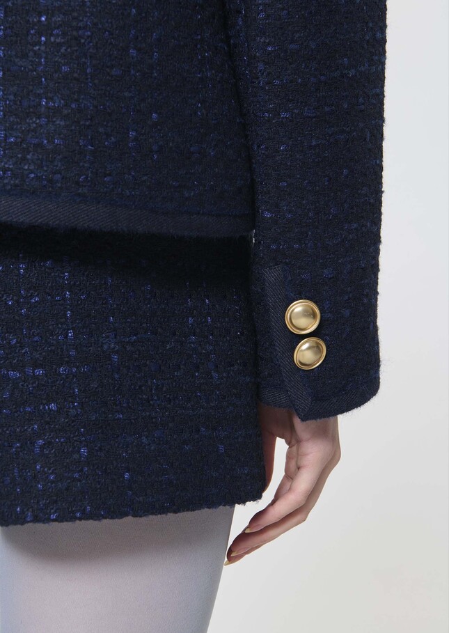 Velvet Jacket midnight blue iridescent tweed Night TARA JARMON CH