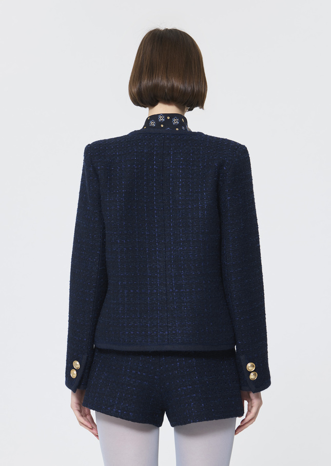 Velvet Jacket midnight blue iridescent tweed Night TARA JARMON CH