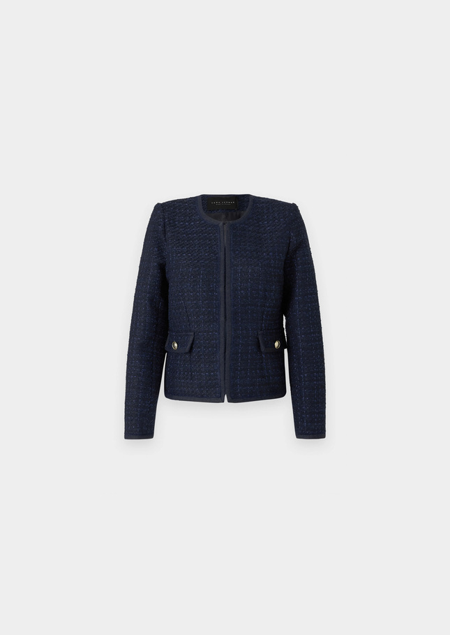 Velvet Jacket midnight blue iridescent tweed Night TARA JARMON CH