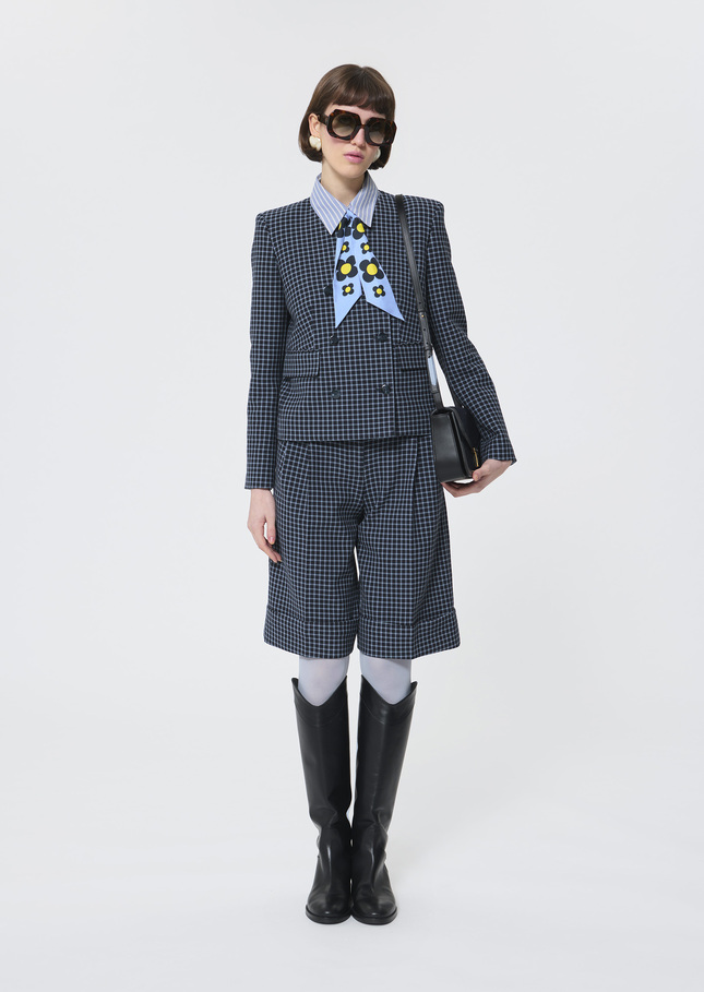 Vermeil Jacket navy blue with small checks Night TARA JARMON CH