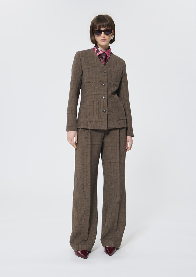 Vittoria jacket beige Prince of Wales check Taupe color TARA JARMON CH