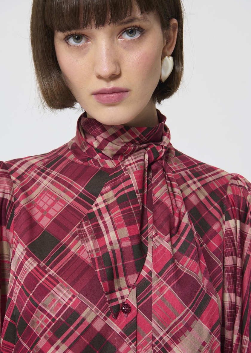 Candya shirt pink plaid print Raspberry TARA JARMON CH