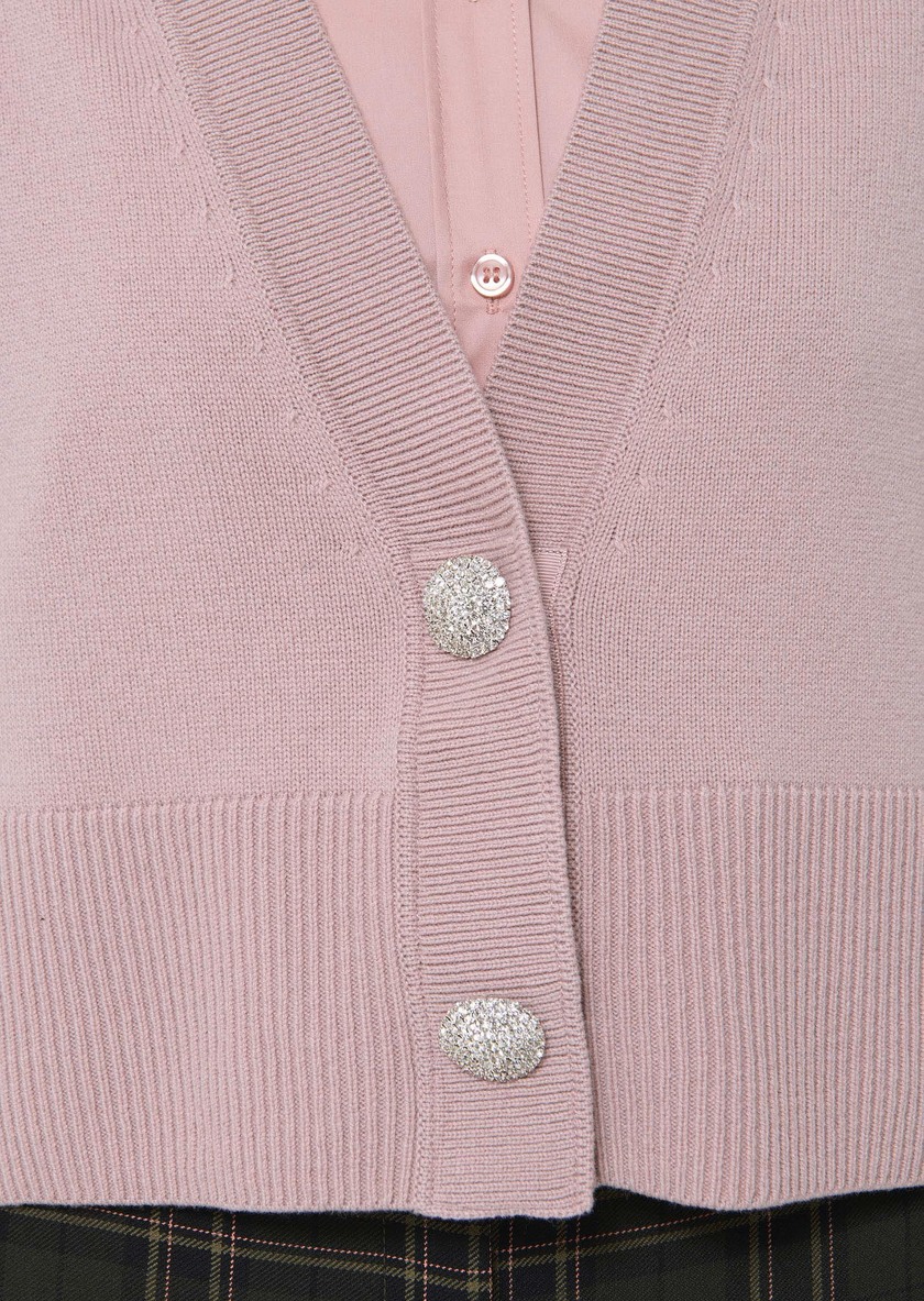 Gilles vest pale pink wool and alpaca Blush TARA JARMON CH