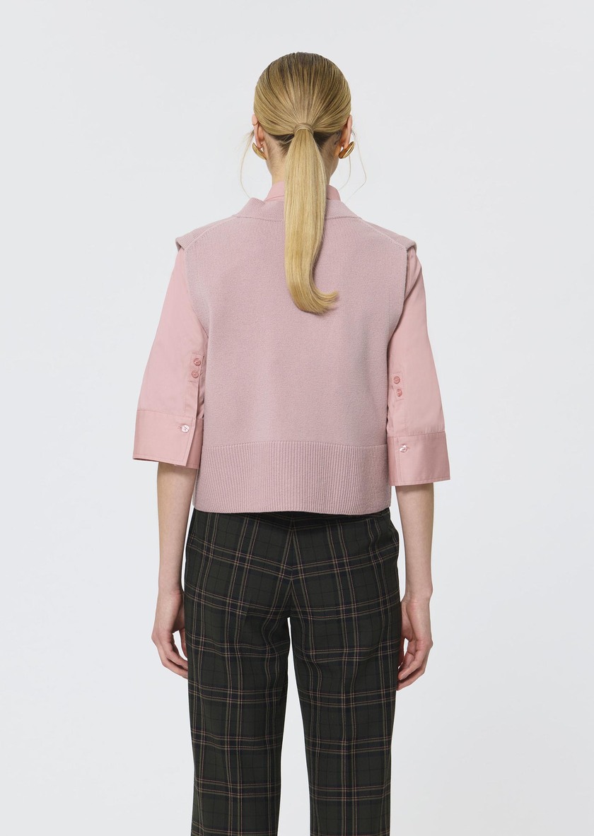 Gilles vest pale pink wool and alpaca Blush TARA JARMON CH