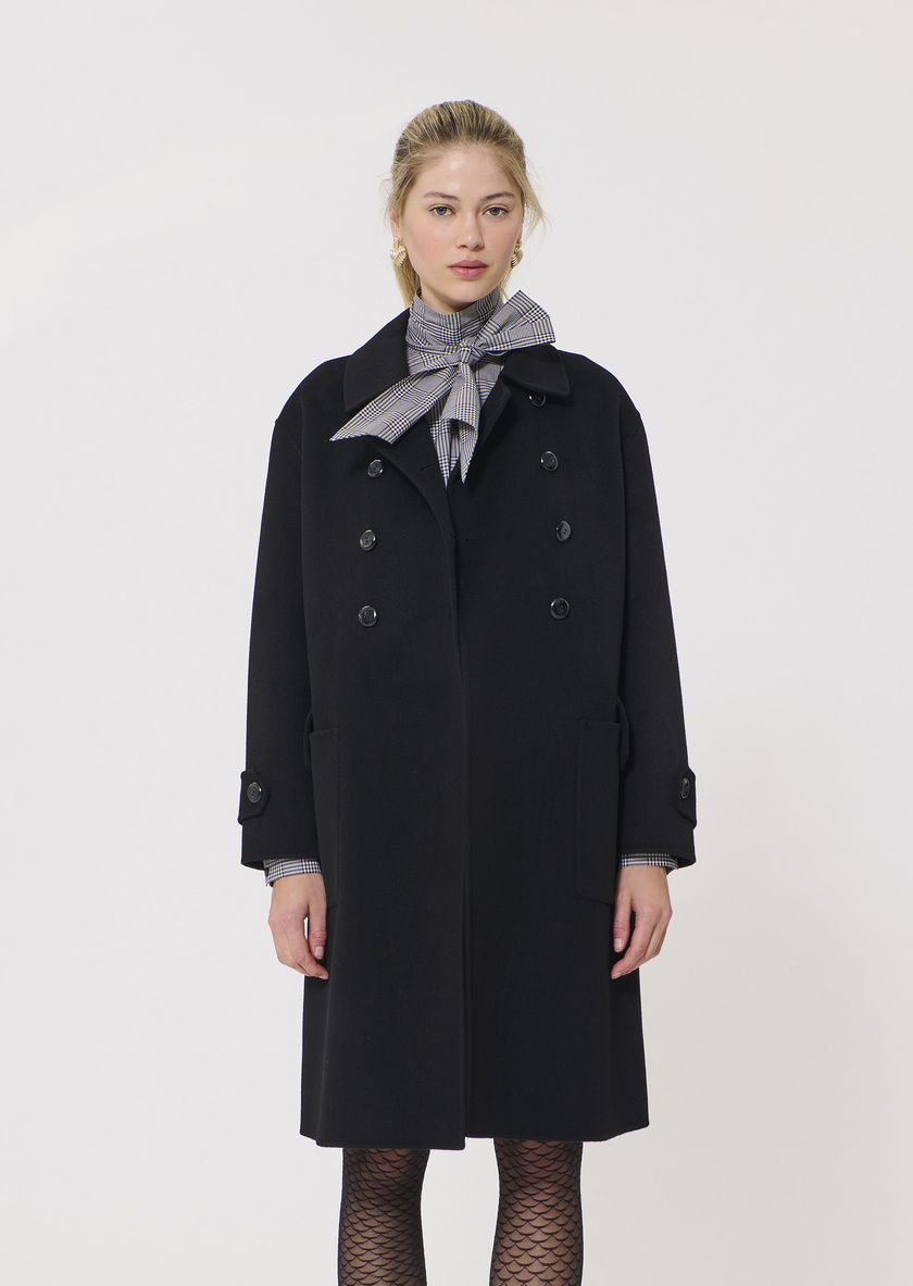 Maeline coat black double-sided wool Black TARA JARMON CH