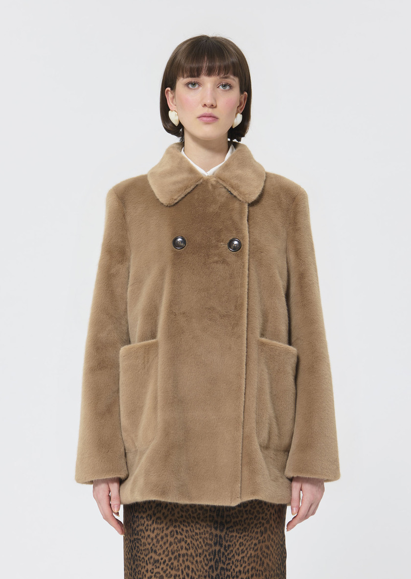 Melba Coat beige faux fur Taupe color TARA JARMON CH