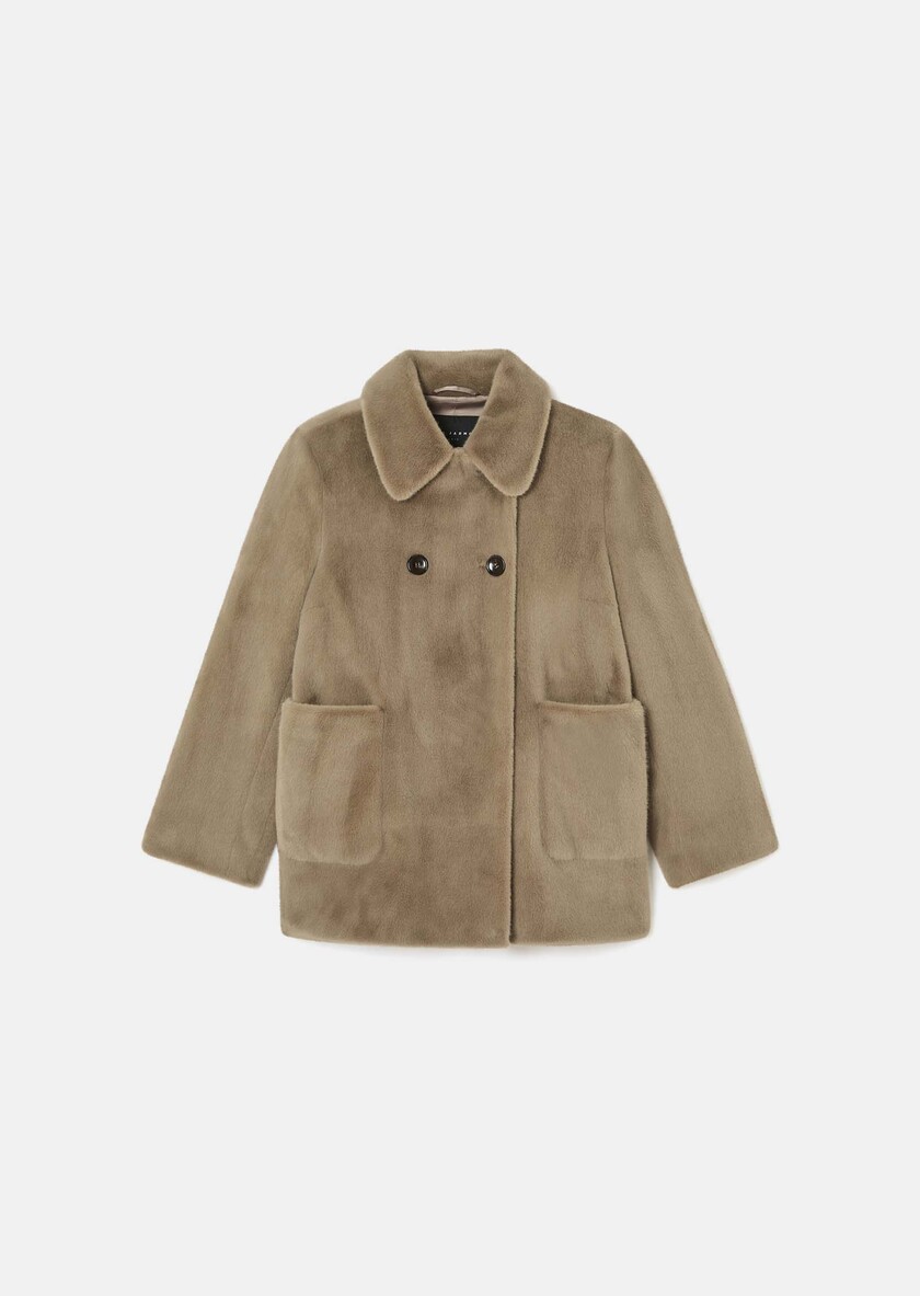 Melba Coat beige faux fur Taupe color TARA JARMON CH