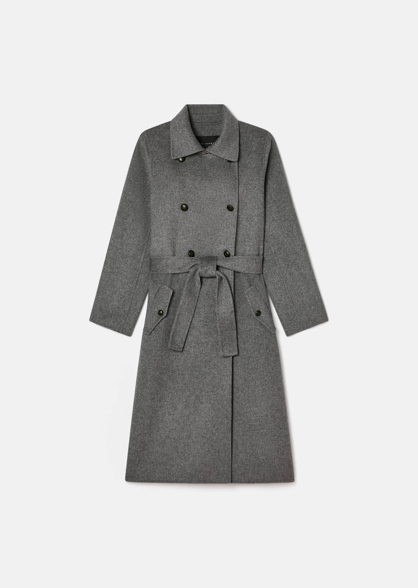 Martino Coat heather grey double-faced wool Gray grey TARA JARMON CH