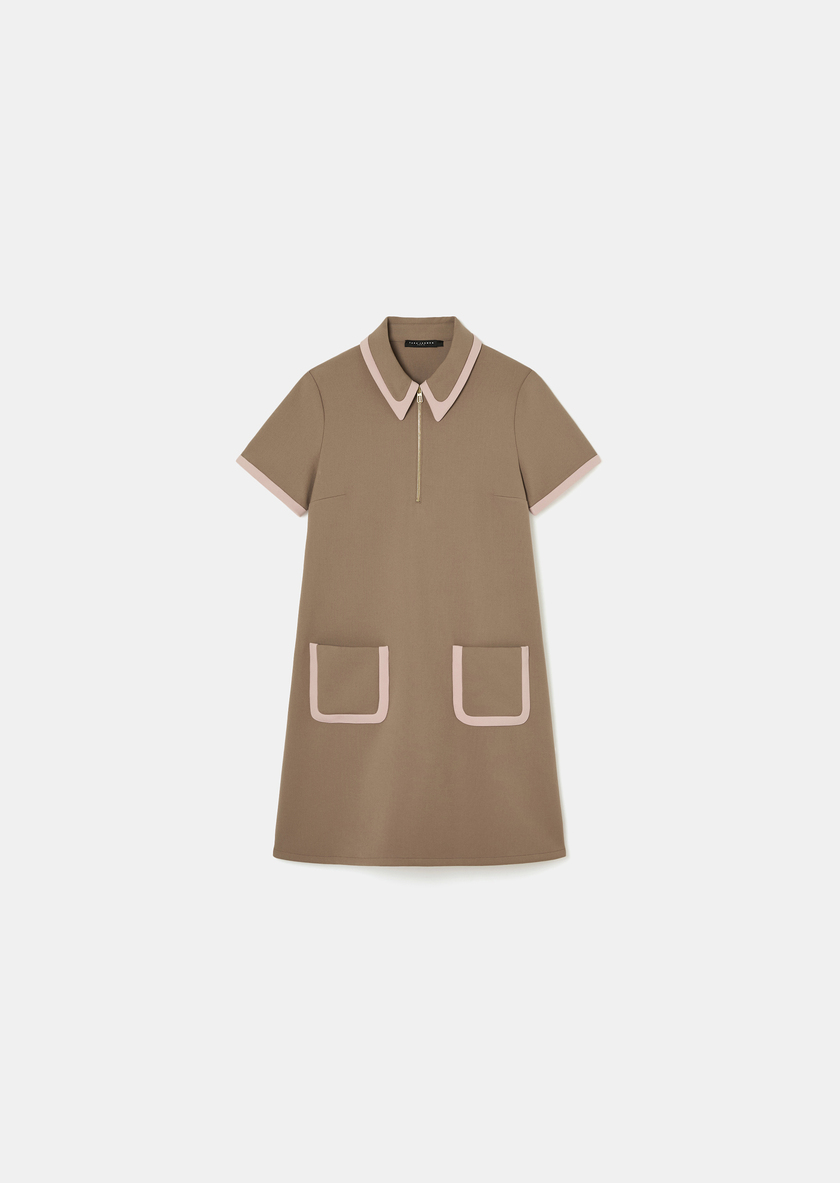 Rubina Dress beige double canvas Taupe color TARA JARMON CH