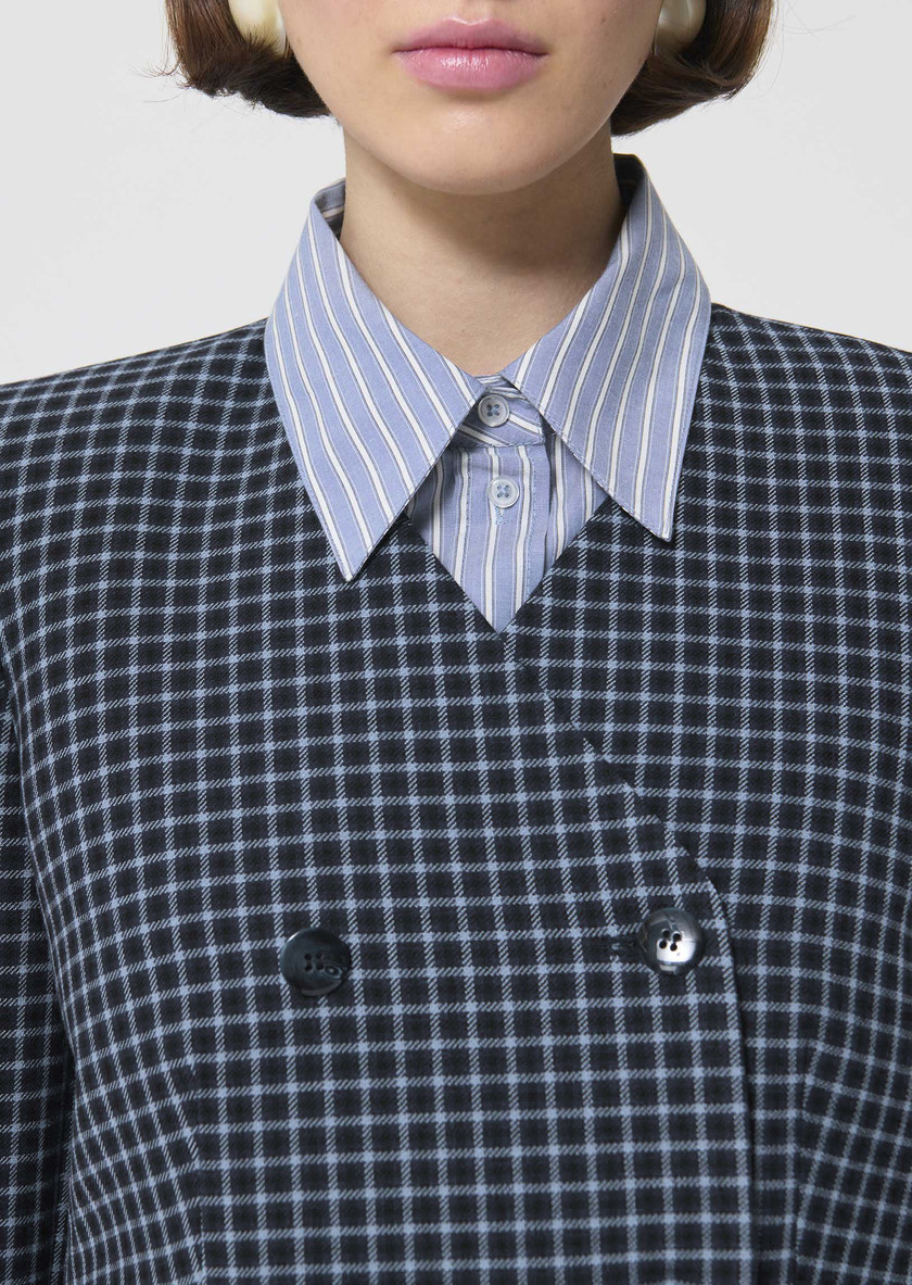 Vermeil Jacket navy blue with small checks Night TARA JARMON CH