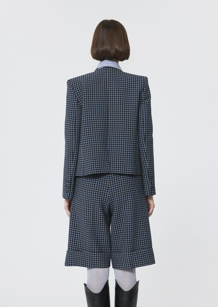 Vermeil Jacket navy blue with small checks Night TARA JARMON CH