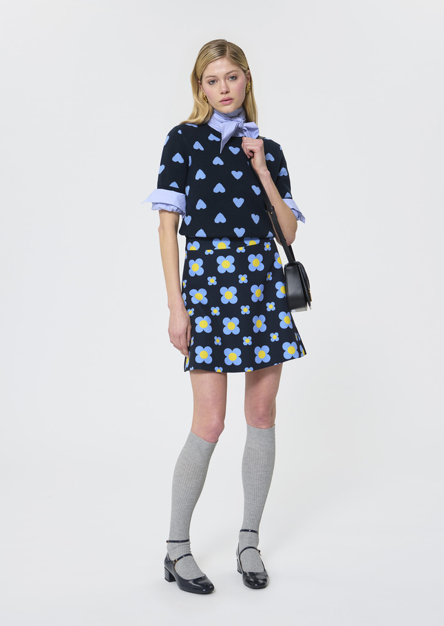 Jessy Skirt midnight blue floral print Night TARA JARMON CH