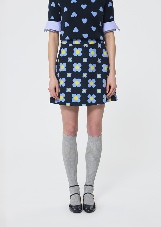 Jessy Skirt midnight blue floral print Night TARA JARMON CH