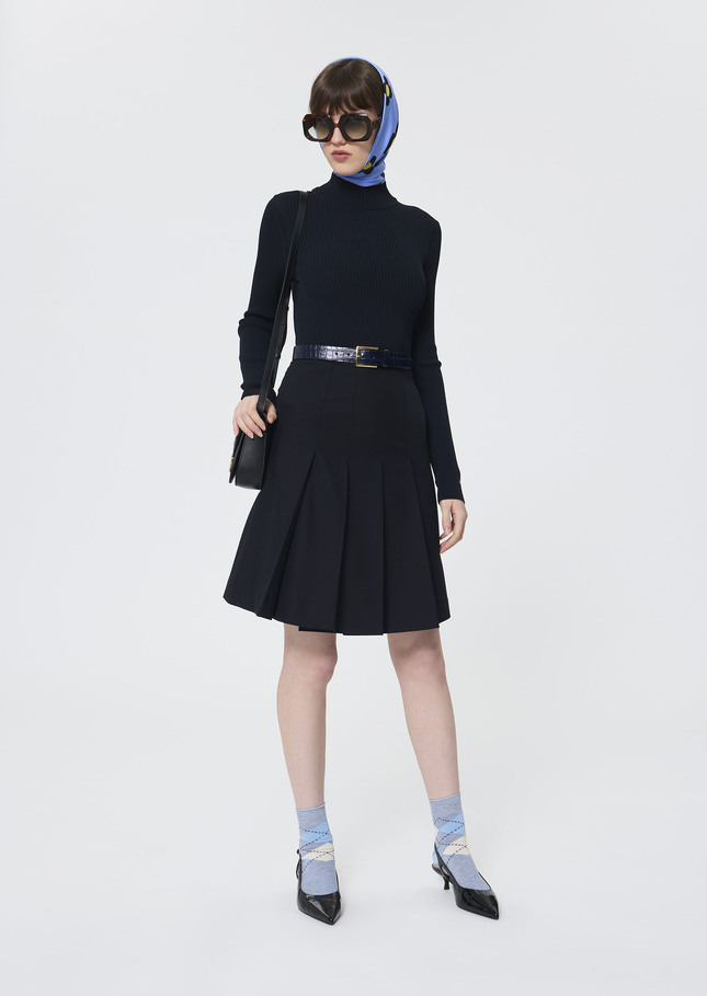 Jeanne skirt midnight blue in cold wool Night TARA JARMON CH