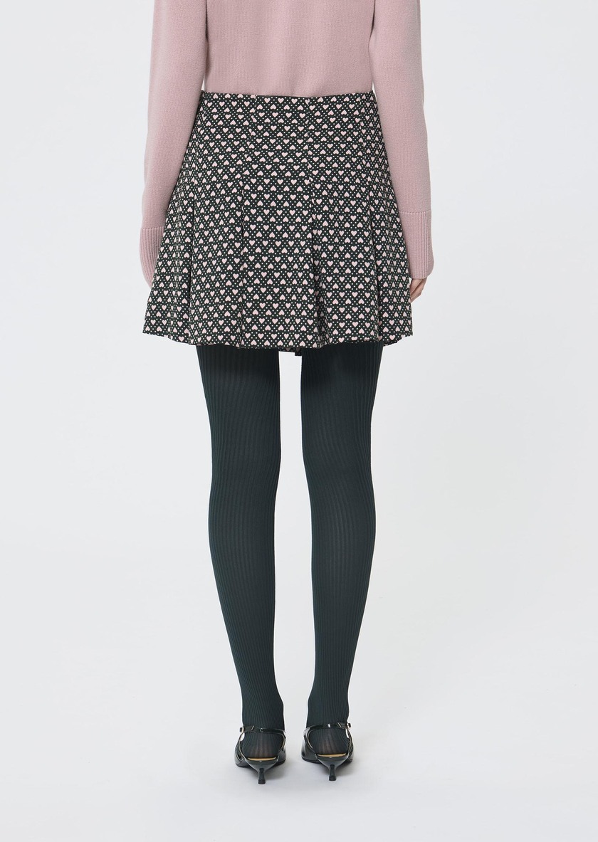 Justine Skirt green with small heart print Vert anglais TARA JARMON CH
