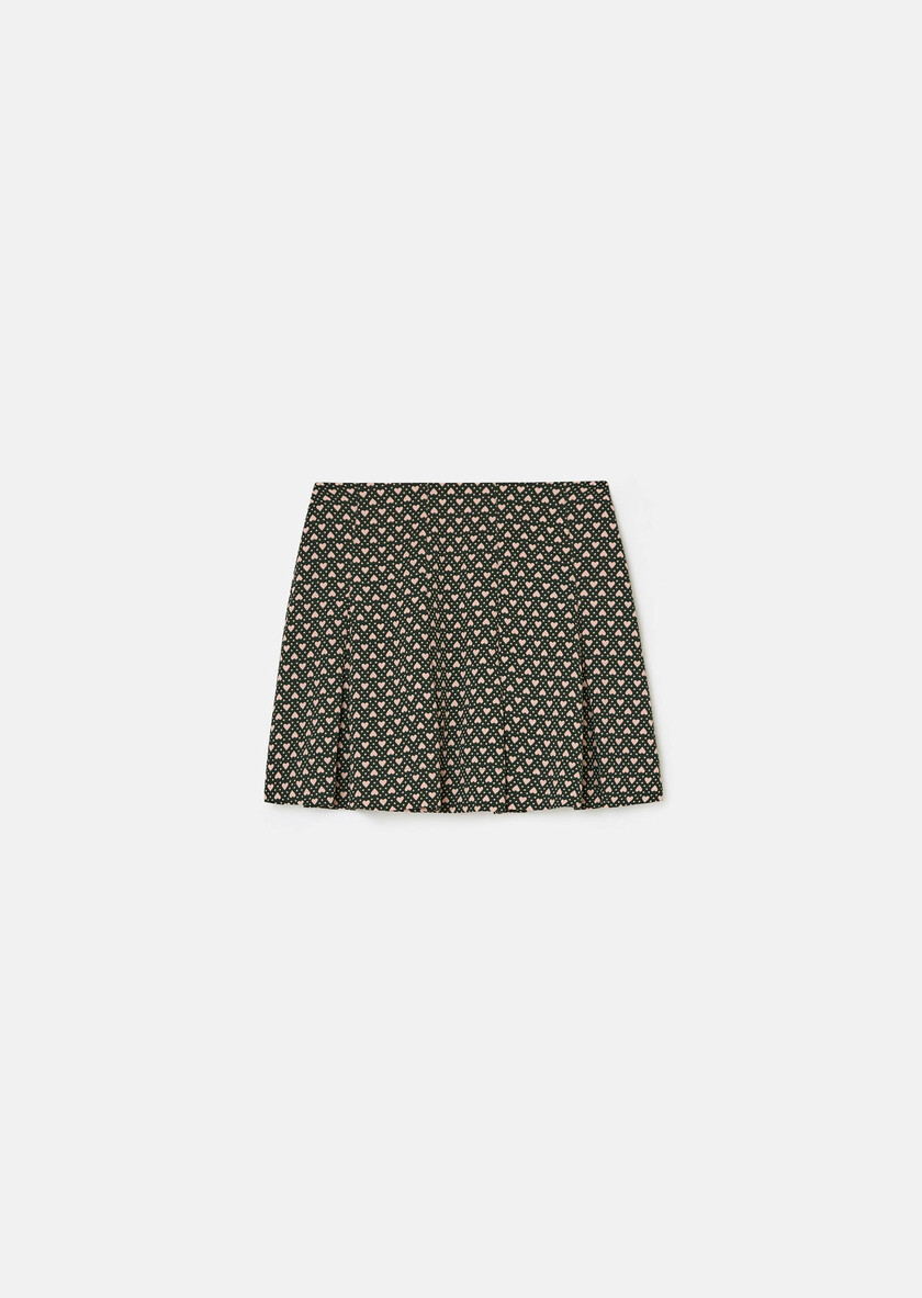 Justine Skirt green with small heart print Vert anglais TARA JARMON CH