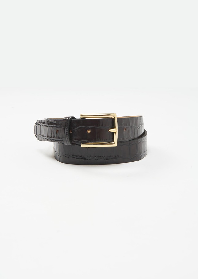 Léa Belt brown crocodile-embossed leather Chocolate TARA JARMON CH