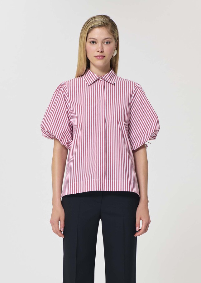Caly Shirt red striped poplin Cerise TARA JARMON CH