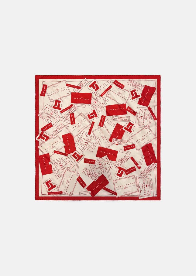 Eline scarf red silk print Cerise TARA JARMON CH