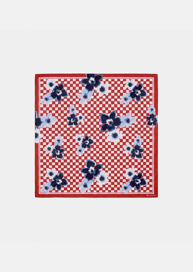 Emilio scarf red printed cotton Cerise TARA JARMON CH