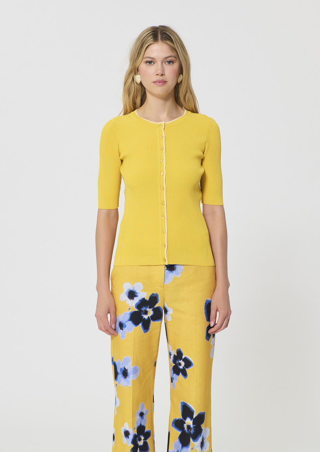 Gipsy Vest yellow ribbed knit Mimosa TARA JARMON CH