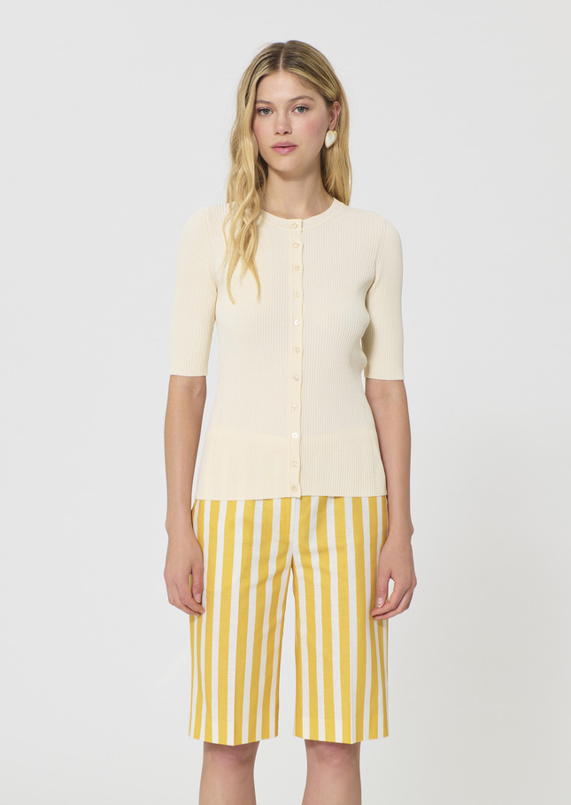 Gipsy Vest ecru ribbed knit Off-white TARA JARMON CH