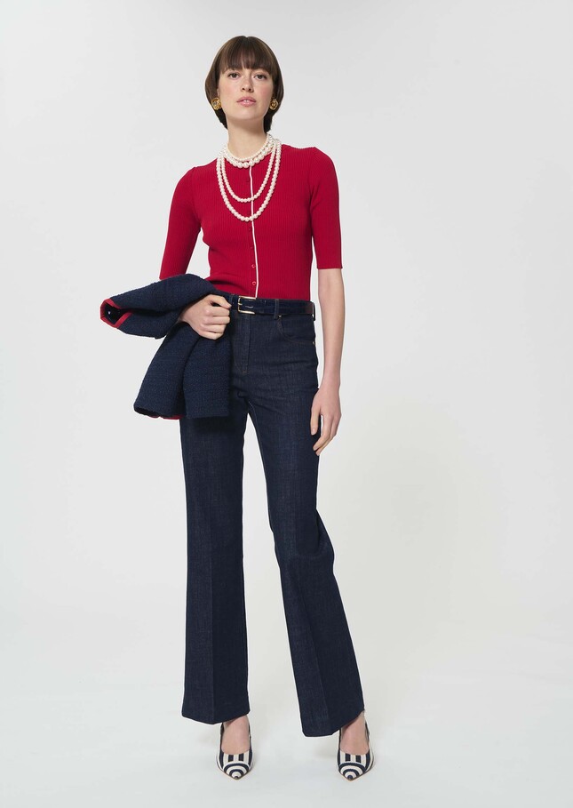 Gipsy Vest red ribbed knit Cerise TARA JARMON CH