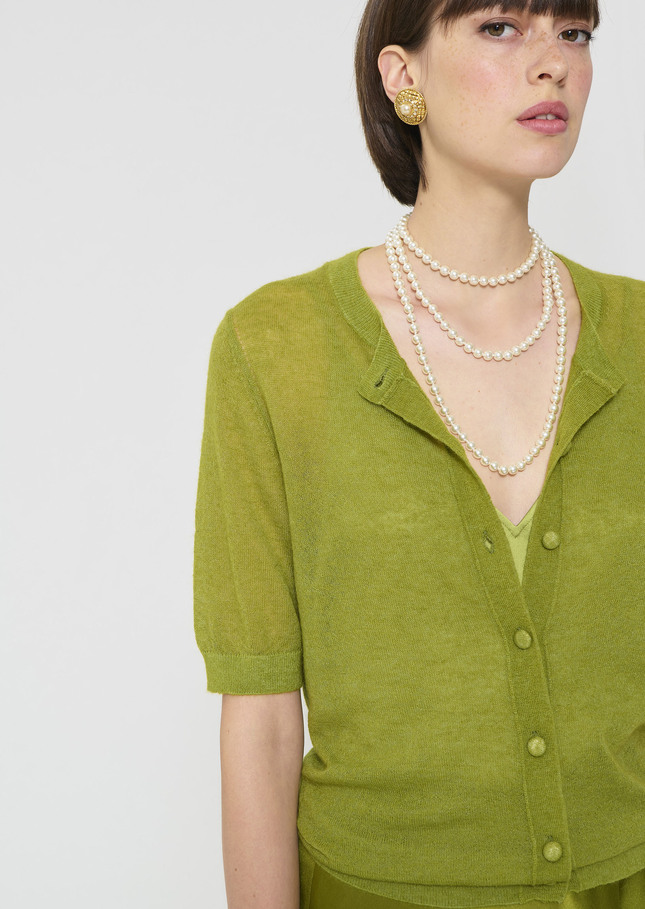Gillie Vest extra fine green mohair Pomme TARA JARMON CH